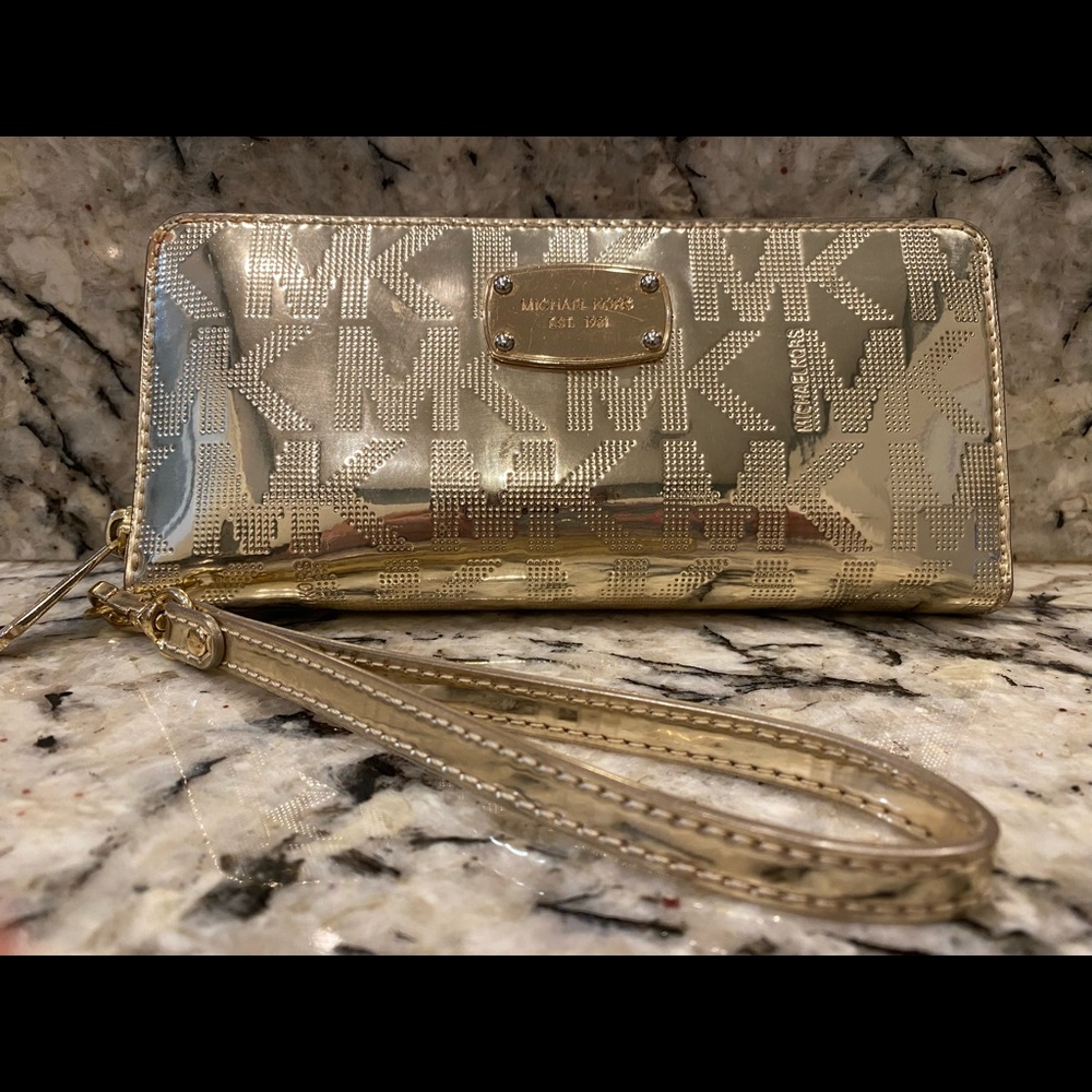 Michael Kors Gold large wristlet wallet
